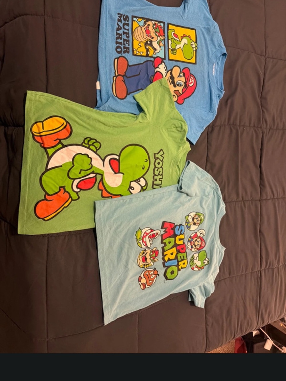 Nintendo Kids Super Mario T‑Shirts in Green and Light Blue